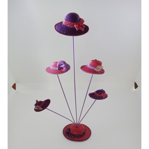 The Unbranded Brand Other - Vintage Red‎ Hat Society Inspired Miniature Hat Display Stand Resin Collectible